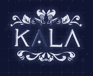 Kala title art: ornate KALA wordmark on a dark grid